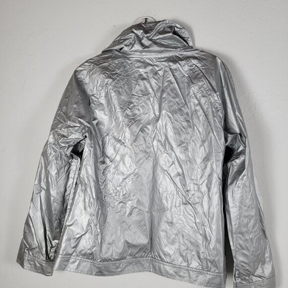 Zenergy by Chico's Womens Sz 1 Silver Metallic Full Zip Windbreaker Jacket - Picture 2 of 7